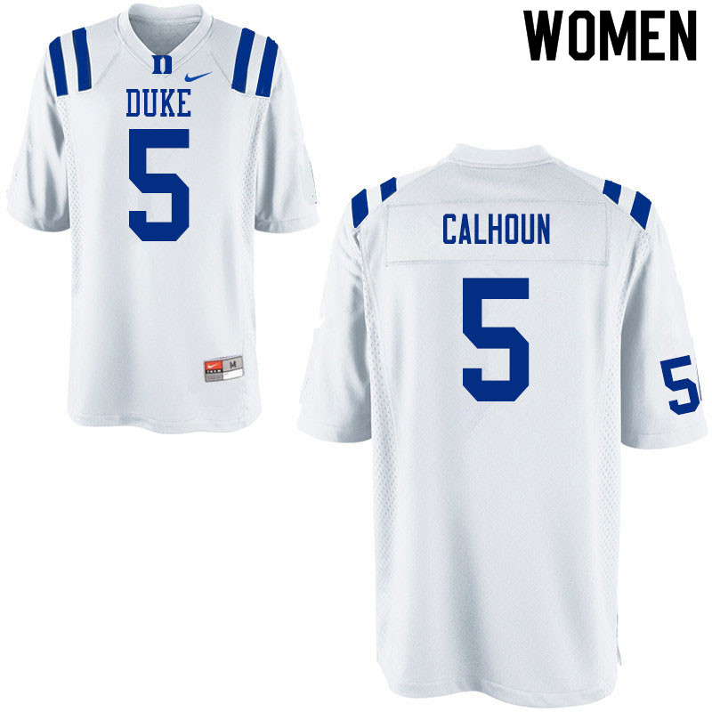 Women #5 Jalon Calhoun Duke White Devils College Football Jerseys Sale-White